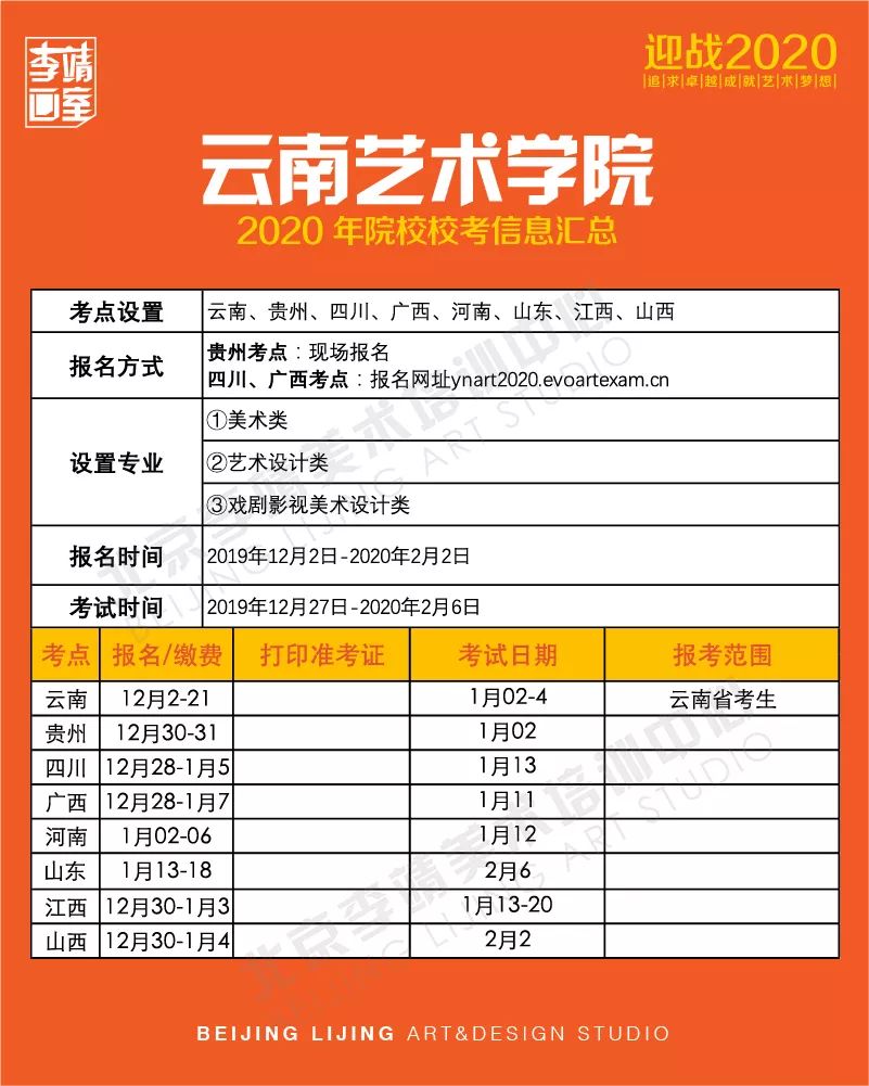 2020年院校校考信息汇总来了！,北京美术高考       16