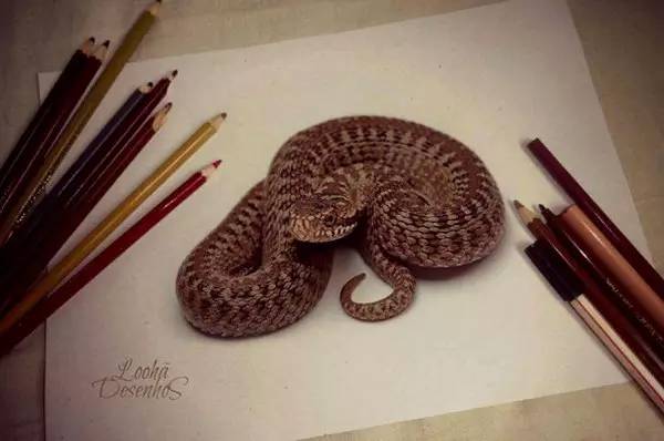 北京画室3D绘画作品-栩栩如生的蛇