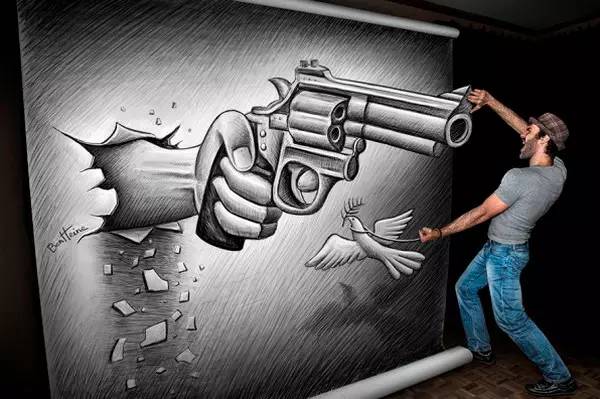 北京画室3D绘画作品，3D手枪