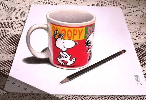 北京画室3D绘画作品，3D茶杯