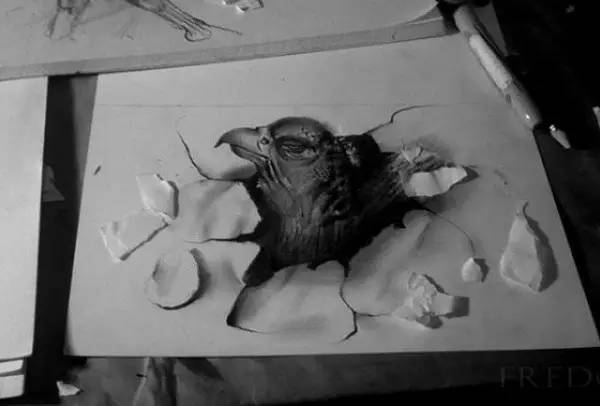 北京画室3D绘画作品，3D破壳而出的鸟