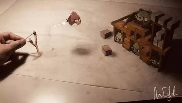 北京画室3D绘画作品，3D愤怒的小鸟
