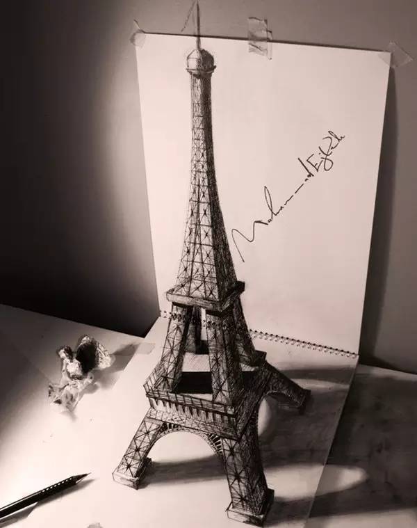 北京画室3D绘画作品，3D艾菲尔铁塔