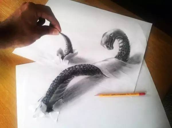 北京画室3D绘画作品，3D蟒蛇