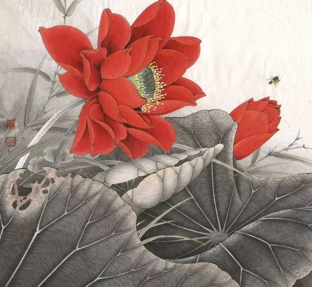 工笔莲花的绘画着色步骤,北京画室,北京美术培训画室    08