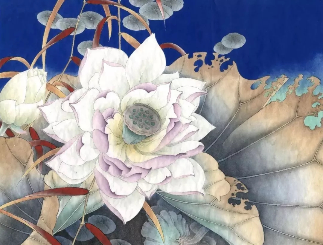 工笔莲花的绘画着色步骤,北京画室,北京美术培训画室    02