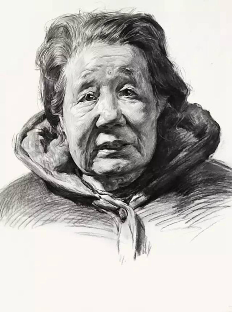 北京美术培训班教你老年女性头像写生中侧顶光的处理方法,09