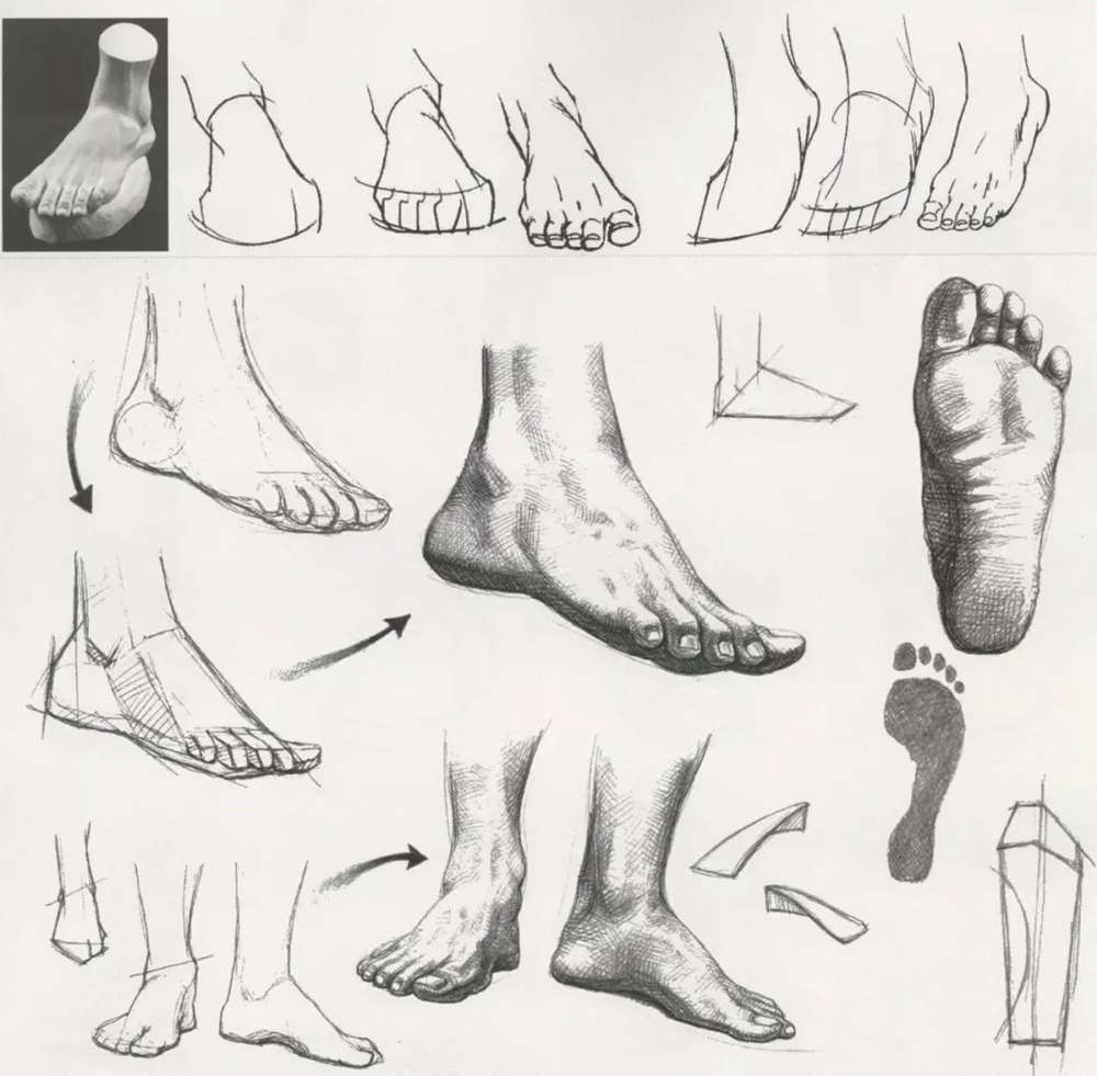 北京美术培训画室老师手把手教你如何刻画速写之手部、脚部和鞋,12