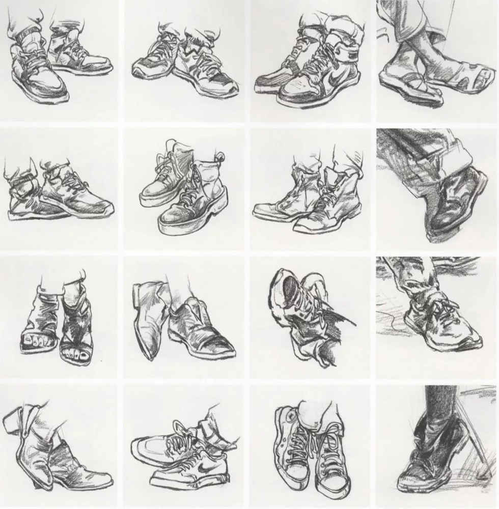 北京美术培训画室老师手把手教你如何刻画速写之手部、脚部和鞋,15