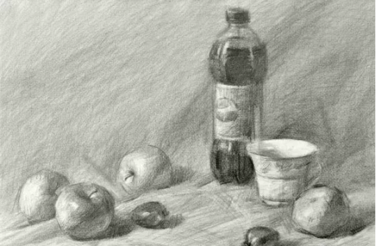 北京画室老师教你——素描静物可乐、水果组合教程
